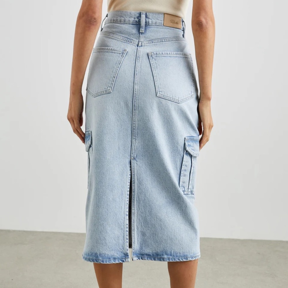 New Rails Highland Cargo Denim Skirt 12  Midi Light Wash Riviera 31" Jean Y2k - Picture 11 of 11